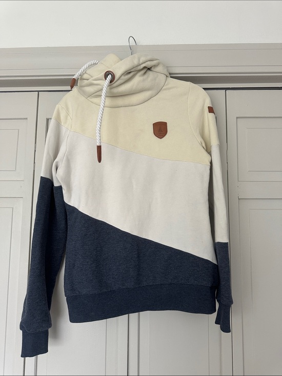 Wanakome Tops - Wanakome Colorblock Pullover Hoodie in Cream, White & Navy